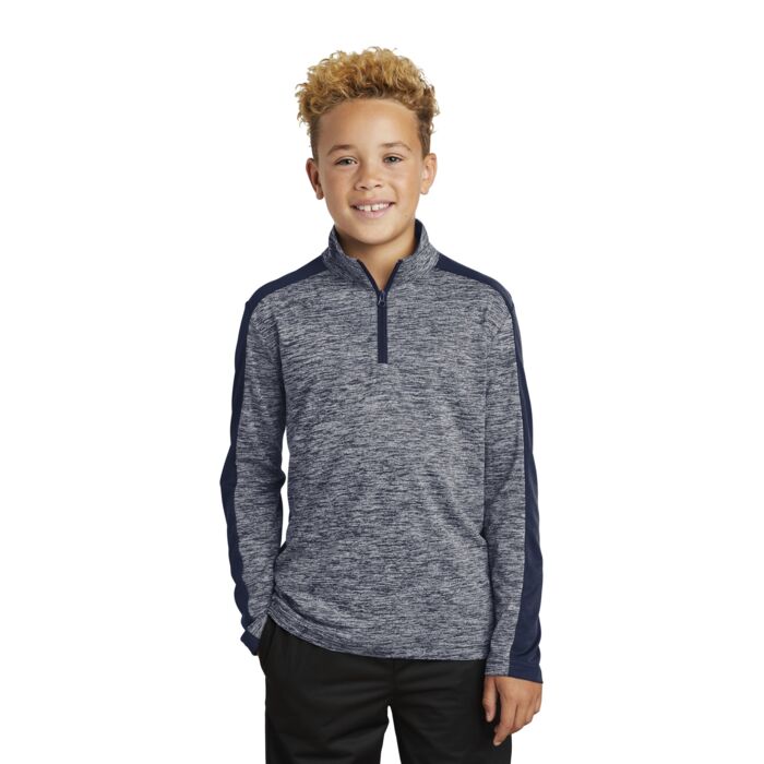 Youth PosiCharge ® Electric Heather Colorblock 1/4 Zip Pullover Thumbnail